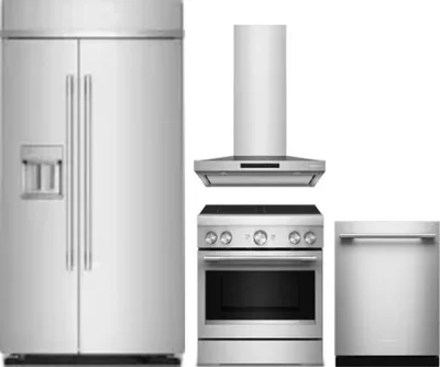 4 Piece Package Includes Refrigerator, Range, Hood And Dishwasher