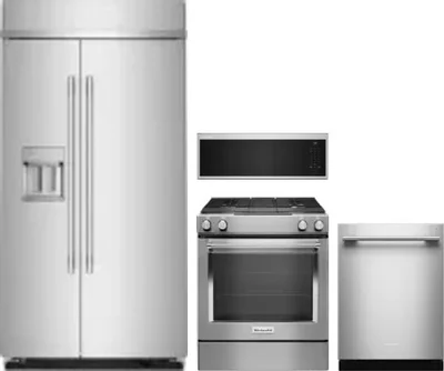 4 Piece Package Includes Refrigerator, Range, Microwave And Dishwasher