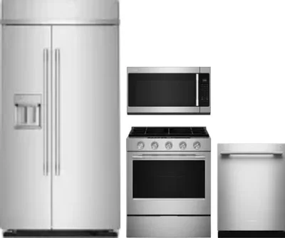 4 Piece Package Includes Refrigerator, Range, Microwave And Dishwasher