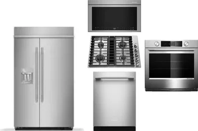 5 Piece Package Includes Refrigerator, Cooktop, Wall Oven, Microwave And Dishwasher