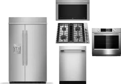 5 Piece Package Includes Refrigerator, Cooktop, Wall Oven, Microwave And Dishwasher