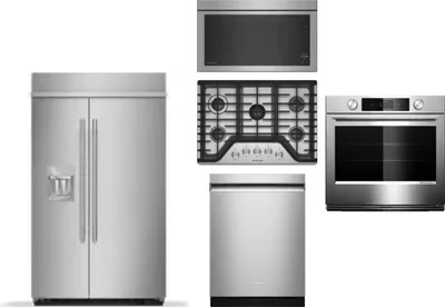 5 Piece Package Includes Refrigerator, Cooktop, Wall Oven, Microwave And Dishwasher