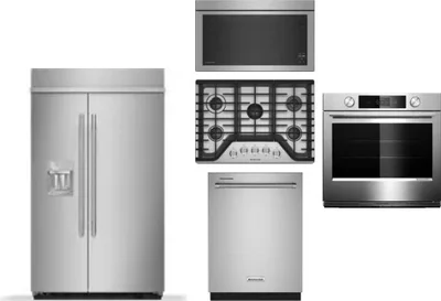 5 Piece Package Includes Refrigerator, Cooktop, Wall Oven, Microwave And Dishwasher