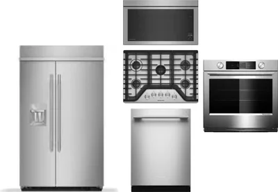 5 Piece Package Includes Refrigerator, Cooktop, Wall Oven, Microwave And Dishwasher