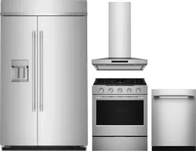4 Piece Package Includes Refrigerator, Range, Hood And Dishwasher