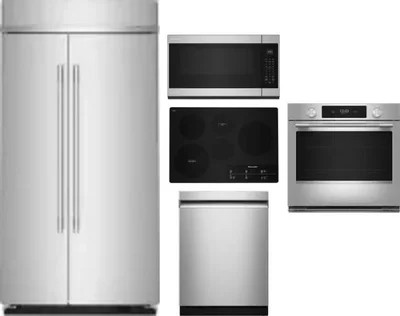 5 Piece Package Includes Refrigerator, Cooktop, Wall Oven, Microwave And Dishwasher
