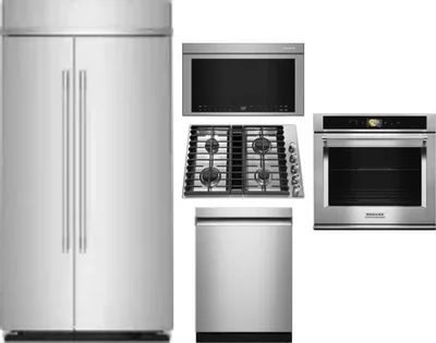5 Piece Package Includes Refrigerator, Cooktop, Wall Oven, Microwave And Dishwasher