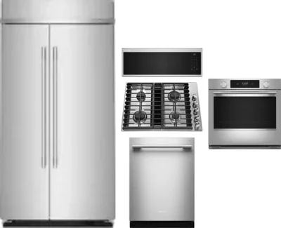 5 Piece Package Includes Refrigerator, Cooktop, Wall Oven, Microwave And Dishwasher