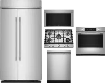 5 Piece Package Includes Refrigerator, Cooktop, Wall Oven, Microwave And Dishwasher