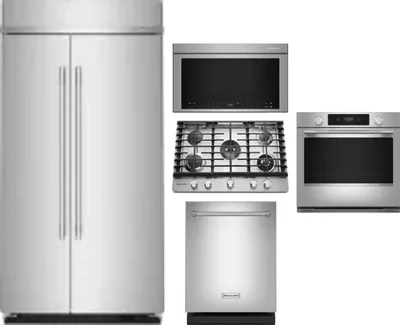 5 Piece Package Includes Refrigerator, Cooktop, Wall Oven, Microwave And Dishwasher