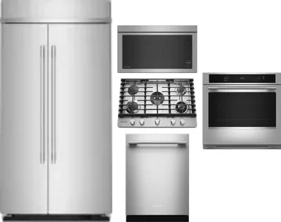 5 Piece Package Includes Refrigerator, Cooktop, Wall Oven, Microwave And Dishwasher