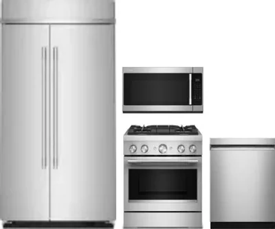 4 Piece Package Includes Refrigerator, Range, Microwave And Dishwasher
