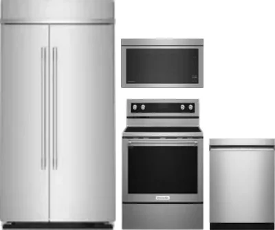 4 Piece Package Includes Refrigerator, Range, Microwave And Dishwasher