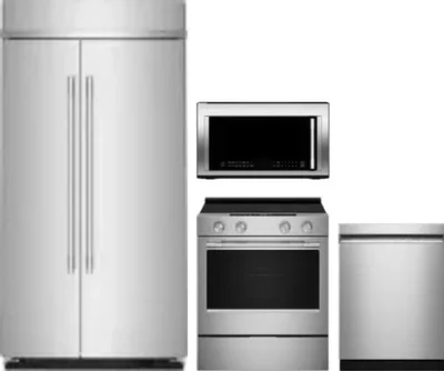 4 Piece Package Includes Refrigerator, Range, Microwave And Dishwasher