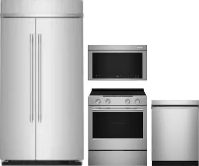 4 Piece Package Includes Refrigerator, Range, Microwave And Dishwasher