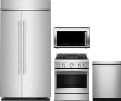 4 Piece Package Includes Refrigerator, Range, Microwave And Dishwasher