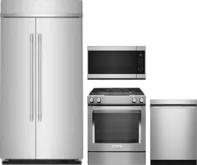 4 Piece Package Includes Refrigerator, Range, Microwave And Dishwasher