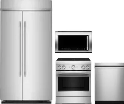 4 Piece Package Includes Refrigerator, Range, Microwave And Dishwasher