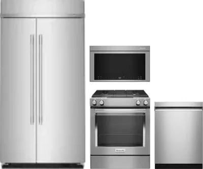 4 Piece Package Includes Refrigerator, Range, Microwave And Dishwasher
