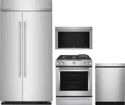 4 Piece Package Includes Refrigerator, Range, Microwave And Dishwasher