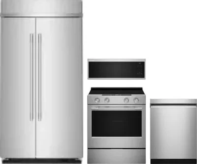 4 Piece Package Includes Refrigerator, Range, Microwave And Dishwasher
