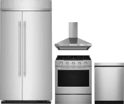 4 Piece Package Includes Refrigerator, Range, Hood And Dishwasher