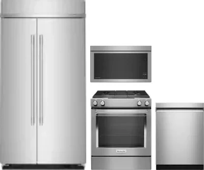 4 Piece Package Includes Refrigerator, Range, Microwave And Dishwasher