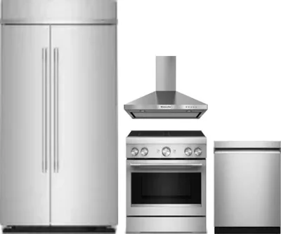 4 Piece Package Includes Refrigerator, Range, Hood And Dishwasher