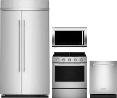 4 Piece Package Includes Refrigerator, Range, Microwave And Dishwasher