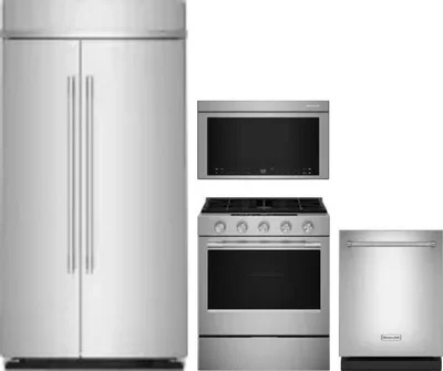 4 Piece Package Includes Refrigerator, Range, Microwave And Dishwasher