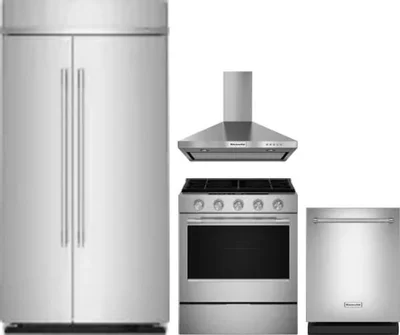 4 Piece Package Includes Refrigerator, Range, Hood And Dishwasher