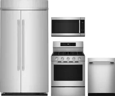 4 Piece Package Includes Refrigerator, Range, Microwave And Dishwasher