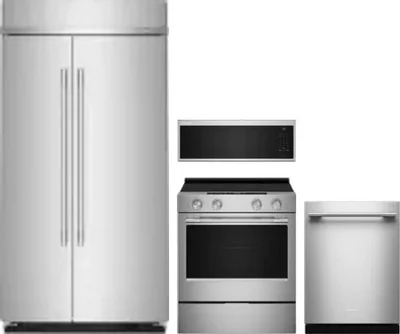 4 Piece Package Includes Refrigerator, Range, Microwave And Dishwasher