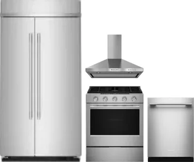 4 Piece Package Includes Refrigerator, Range, Hood And Dishwasher