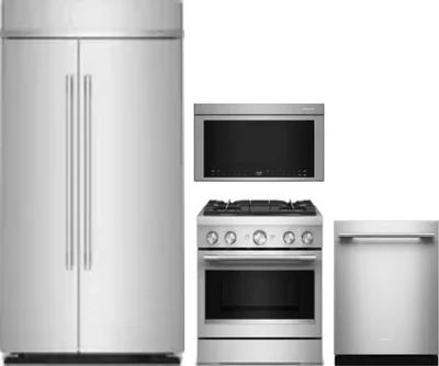 4 Piece Package Includes Refrigerator, Range, Microwave And Dishwasher