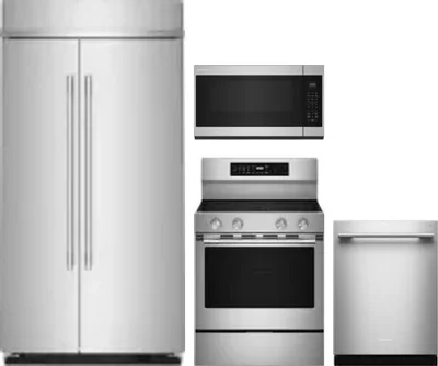 4 Piece Package Includes Refrigerator, Range, Microwave And Dishwasher