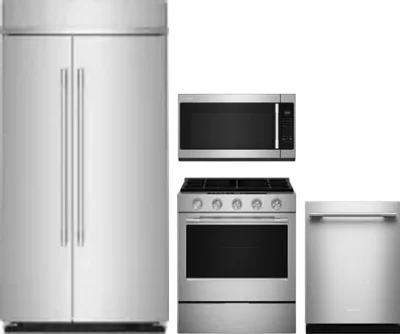 4 Piece Package Includes Refrigerator, Range, Microwave And Dishwasher