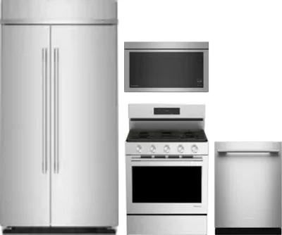 4 Piece Package Includes Refrigerator, Range, Microwave And Dishwasher