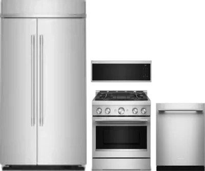 4 Piece Package Includes Refrigerator, Range, Microwave And Dishwasher