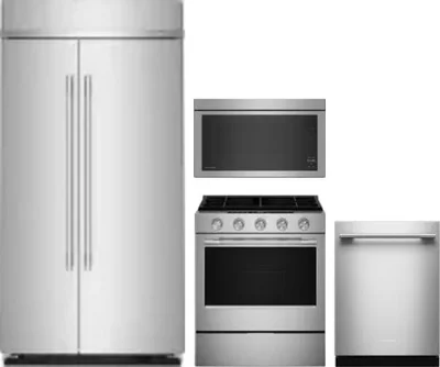 4 Piece Package Includes Refrigerator, Range, Microwave And Dishwasher