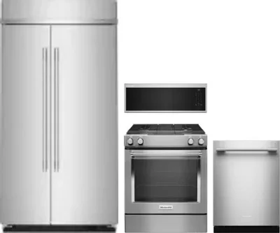 4 Piece Package Includes Refrigerator, Range, Microwave And Dishwasher