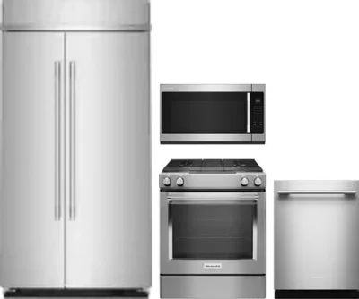 4 Piece Package Includes Refrigerator, Range, Microwave And Dishwasher