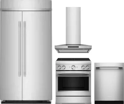 4 Piece Package Includes Refrigerator, Range, Hood And Dishwasher