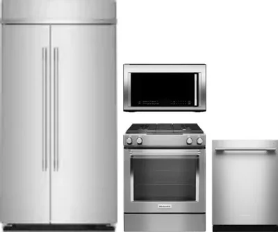 4 Piece Package Includes Refrigerator, Range, Microwave And Dishwasher