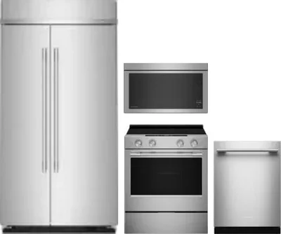 4 Piece Package Includes Refrigerator, Range, Microwave And Dishwasher