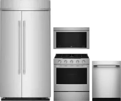 4 Piece Package Includes Refrigerator, Range, Microwave And Dishwasher