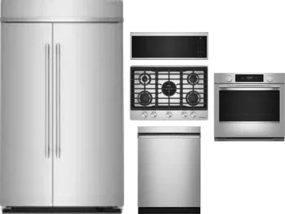 5 Piece Package Includes Refrigerator, Cooktop, Wall Oven, Microwave And Dishwasher
