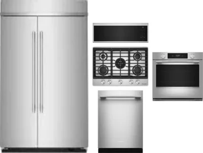 5 Piece Package Includes Refrigerator, Cooktop, Wall Oven, Microwave And Dishwasher