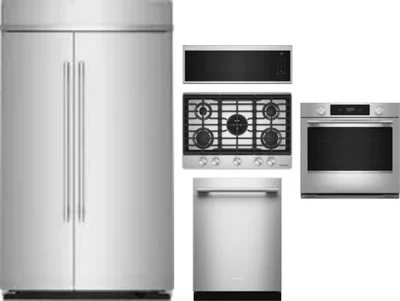5 Piece Package Includes Refrigerator, Cooktop, Wall Oven, Microwave And Dishwasher