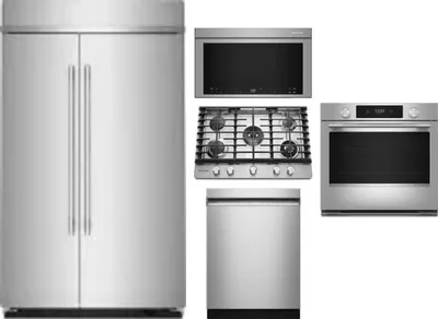 5 Piece Package Includes Refrigerator, Cooktop, Wall Oven, Microwave And Dishwasher